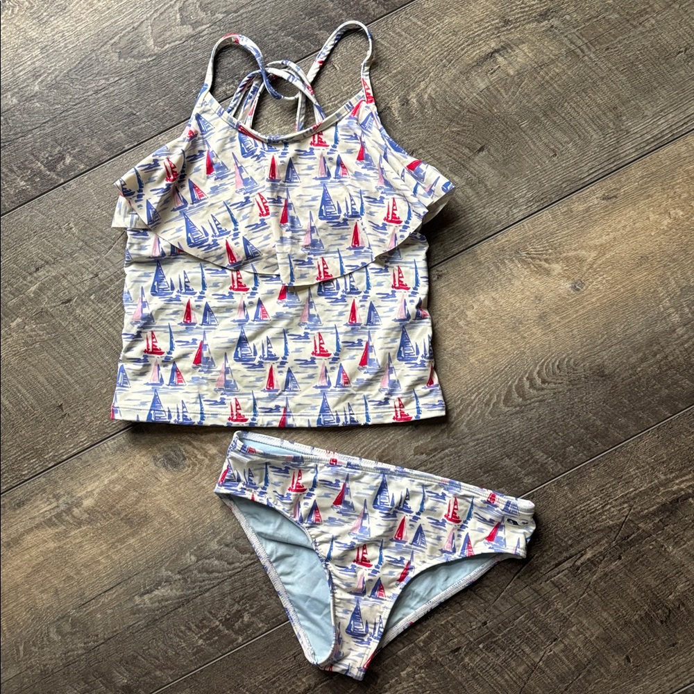 Vineyard Vines Sailboat Print Tankini Swim Set